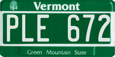 VT license plate PLE672