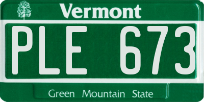 VT license plate PLE673