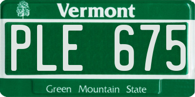 VT license plate PLE675