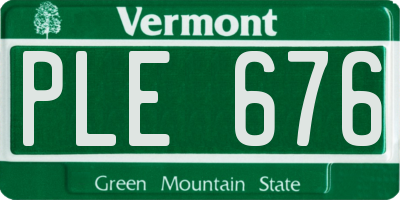 VT license plate PLE676