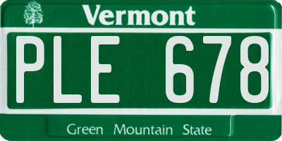 VT license plate PLE678