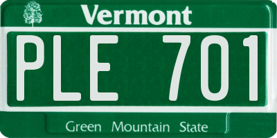VT license plate PLE701