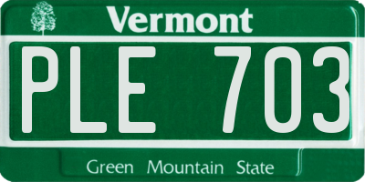 VT license plate PLE703