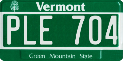 VT license plate PLE704