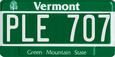 VT license plate PLE707