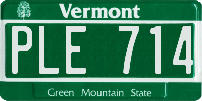 VT license plate PLE714