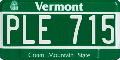 VT license plate PLE715