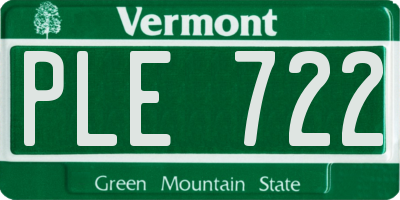 VT license plate PLE722