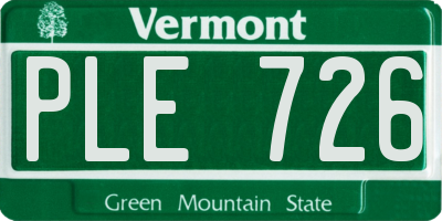 VT license plate PLE726