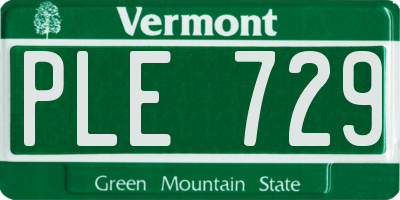 VT license plate PLE729