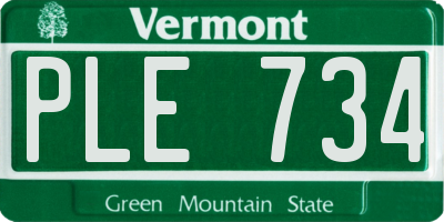 VT license plate PLE734
