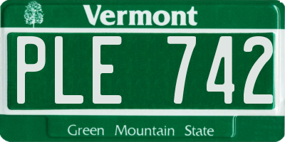 VT license plate PLE742