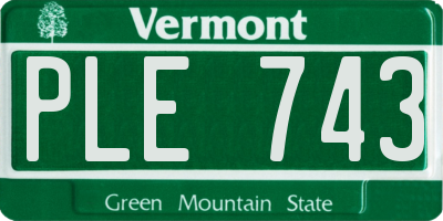 VT license plate PLE743
