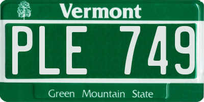 VT license plate PLE749