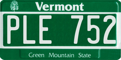 VT license plate PLE752
