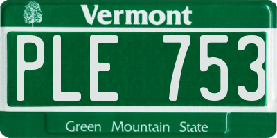 VT license plate PLE753