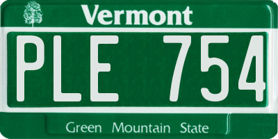 VT license plate PLE754
