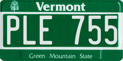 VT license plate PLE755