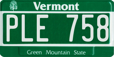 VT license plate PLE758