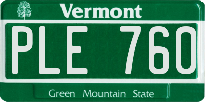 VT license plate PLE760