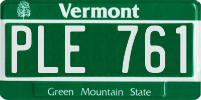 VT license plate PLE761