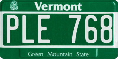 VT license plate PLE768
