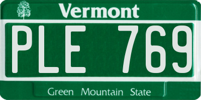 VT license plate PLE769