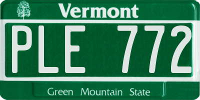 VT license plate PLE772
