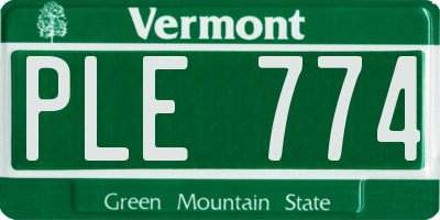 VT license plate PLE774