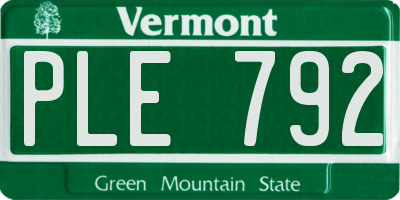 VT license plate PLE792
