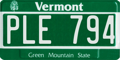 VT license plate PLE794