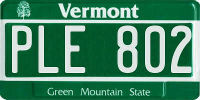 VT license plate PLE802