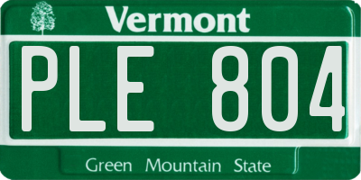 VT license plate PLE804