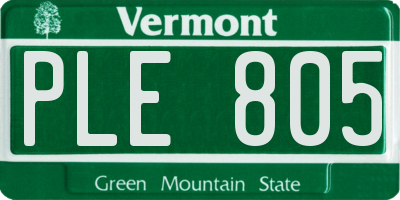 VT license plate PLE805