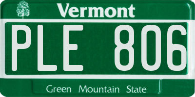 VT license plate PLE806