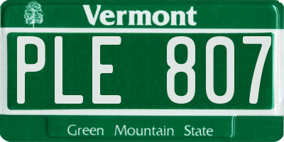 VT license plate PLE807