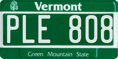 VT license plate PLE808