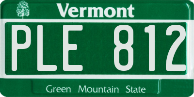 VT license plate PLE812
