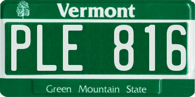 VT license plate PLE816