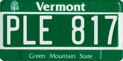 VT license plate PLE817