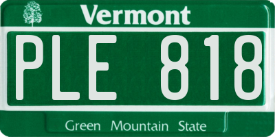 VT license plate PLE818