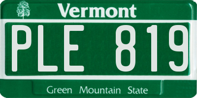 VT license plate PLE819