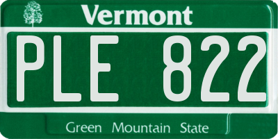VT license plate PLE822