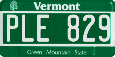 VT license plate PLE829
