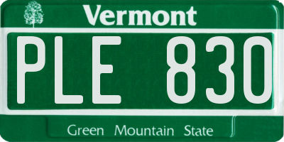 VT license plate PLE830