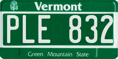 VT license plate PLE832