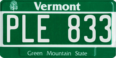 VT license plate PLE833