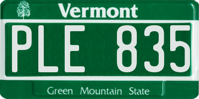 VT license plate PLE835