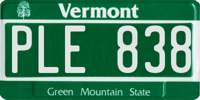 VT license plate PLE838