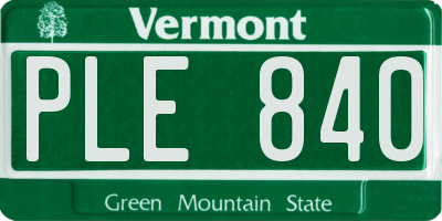 VT license plate PLE840